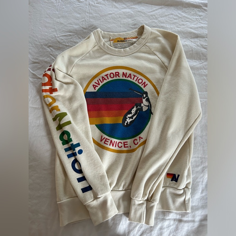 Aviator Nation: (Venice Beach) cream crewneck sweatshirt